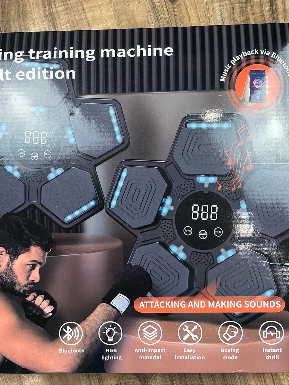 🥊 Bluetooth Boxing Trainer RGB Music Reaction Machine NIB